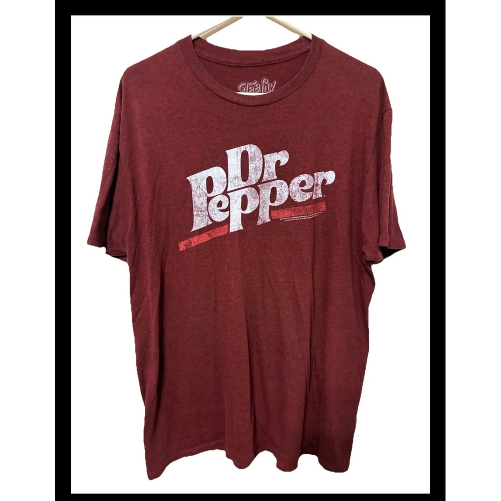 Tee Luv Dr Pepper Graphic T-Shirt Mens XL Maroon Heather Retro Soda Logo Tee